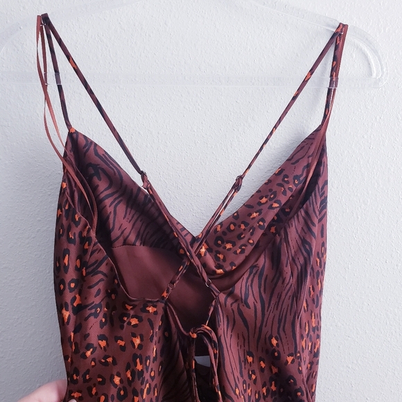 ASTR The Label Gaia Brown Animal Slip Midi Dress - Picture 7 of 10